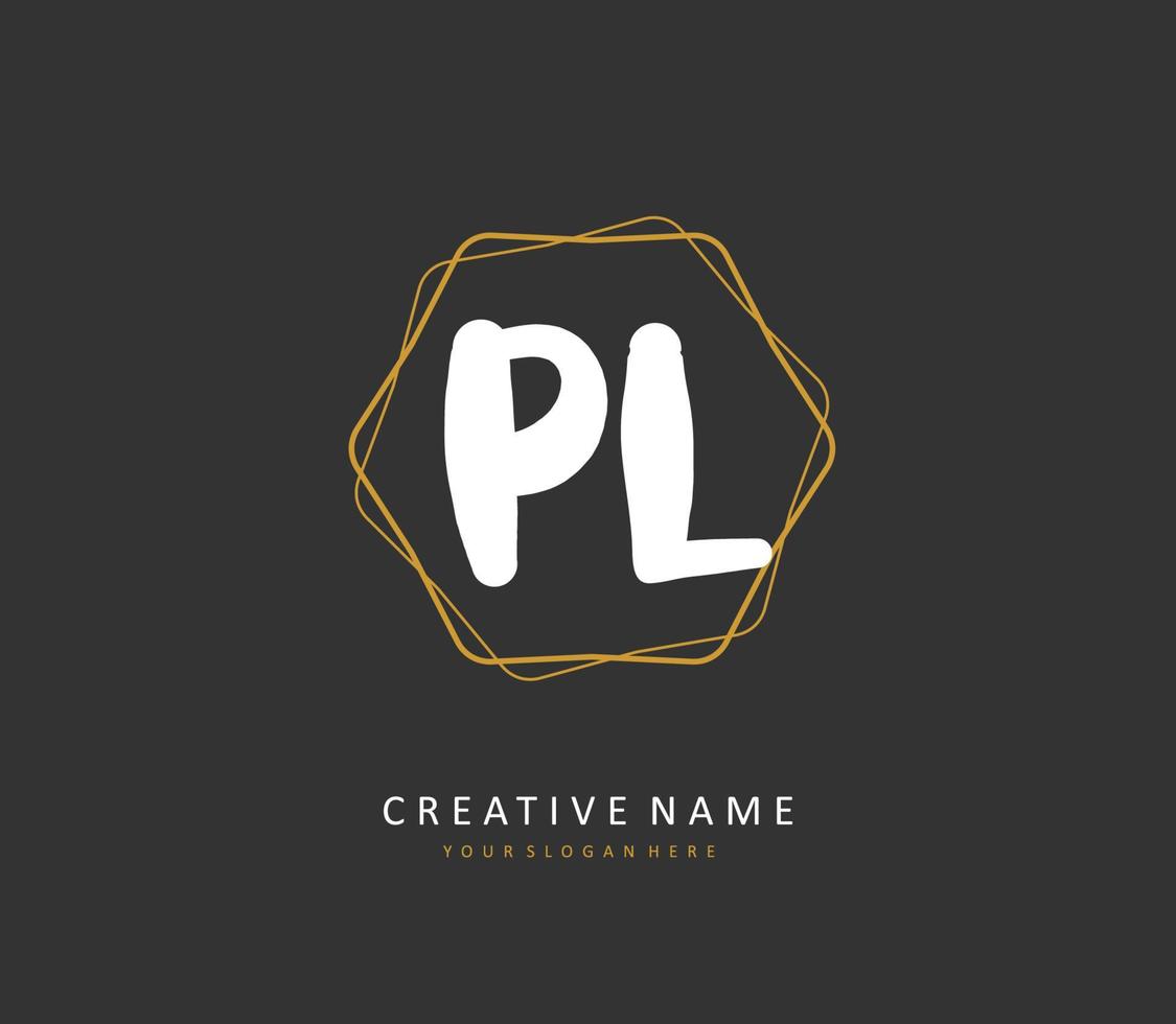 PL Initial letter handwriting and  signature logo. A concept handwriting initial logo with template element. vector