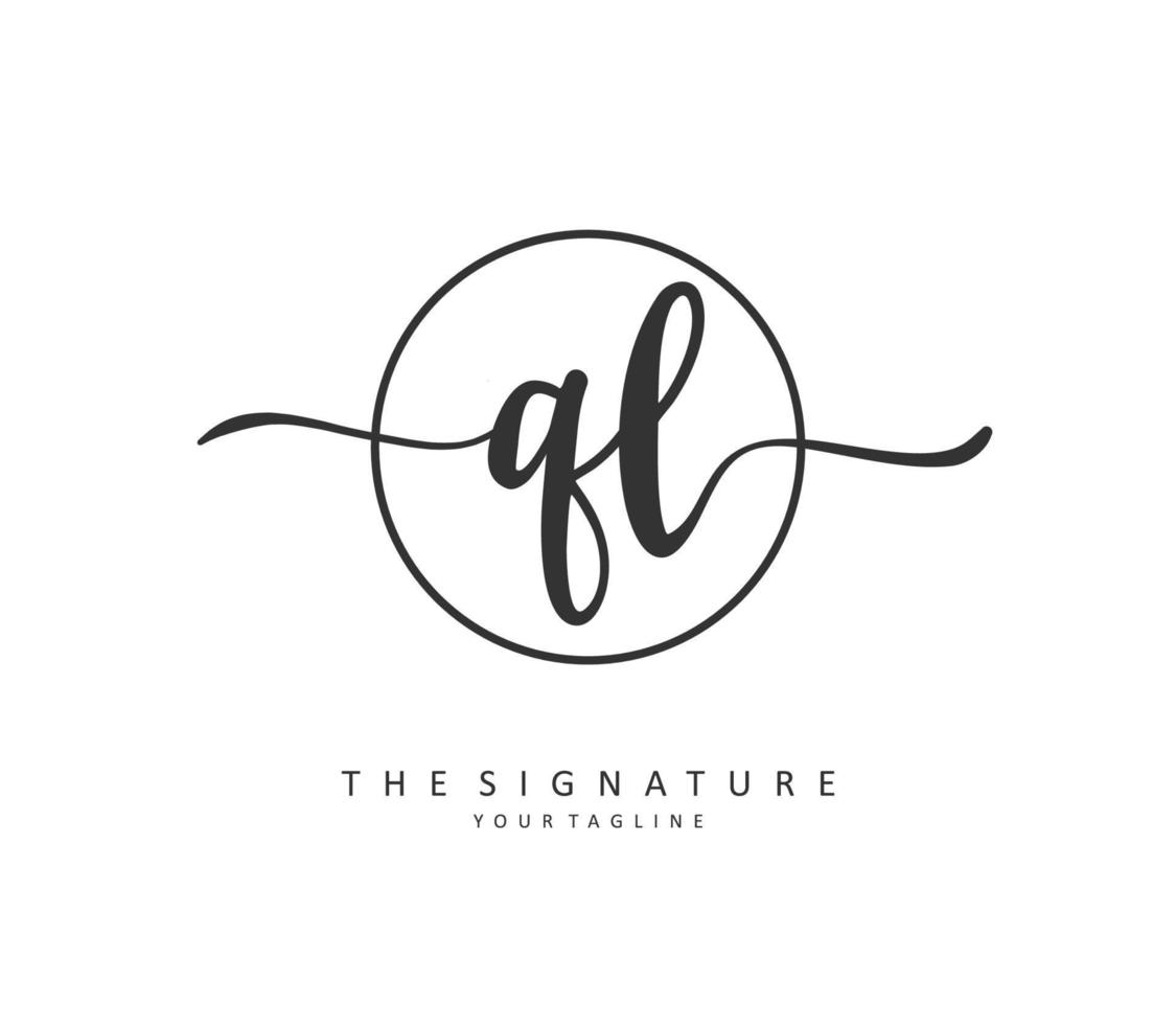 QL Initial letter handwriting and  signature logo. A concept handwriting initial logo with template element. vector