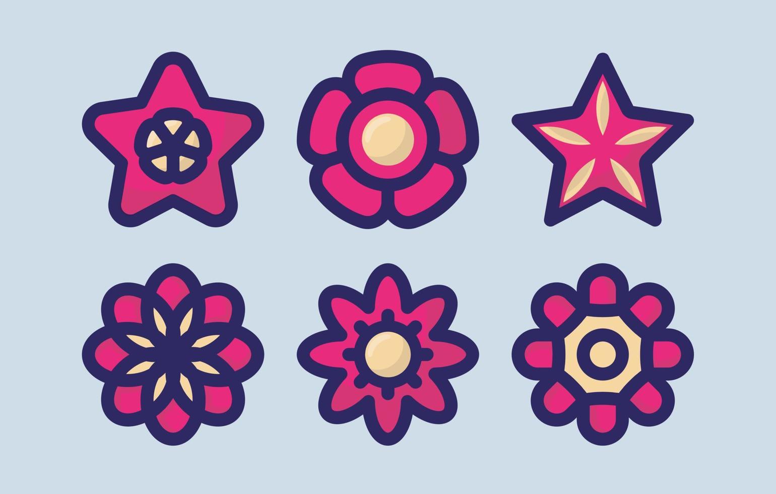 flower vector icon set, flowers icons pink and yellow free download
