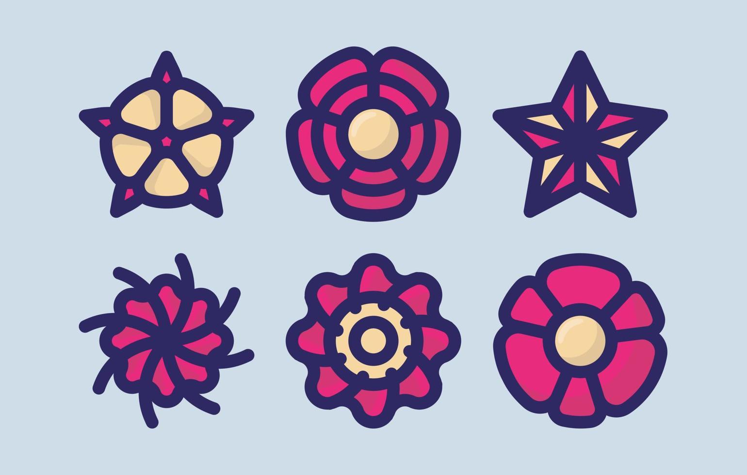 flower vector icon set, flowers icons pink and yellow free download