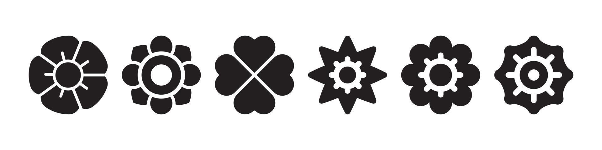 Flower vector set, flowers icons black and white. free download