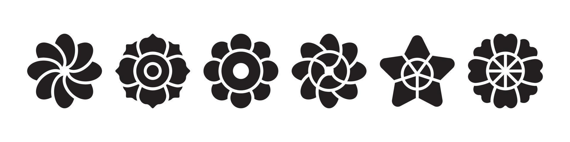 Flower vector set, flowers icons black and white. free download