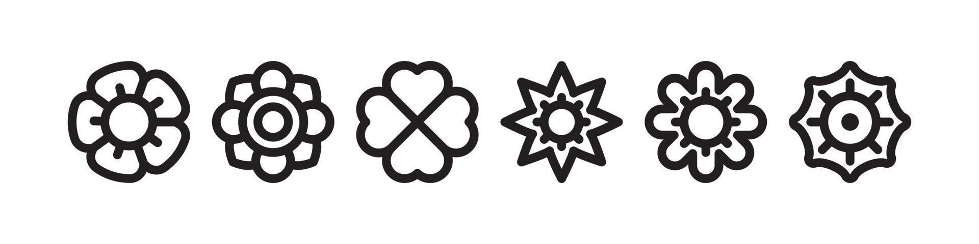 Flower vector set, flowers icons black and white. free download