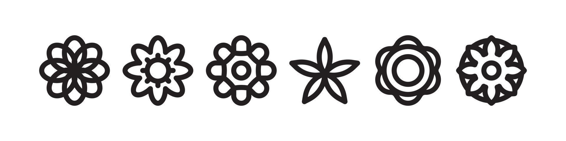 Flower vector set, flowers icons black and white. free download