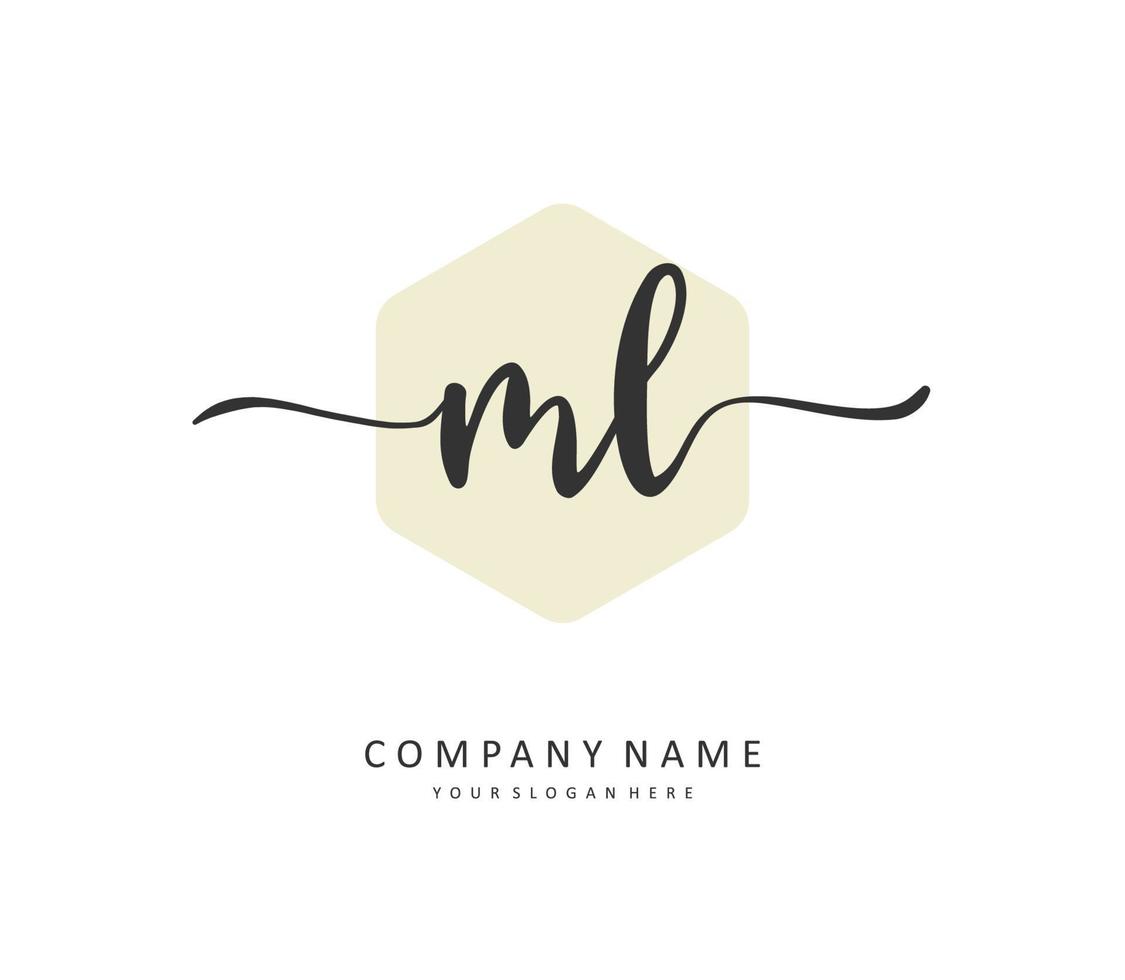 ML Initial letter handwriting and  signature logo. A concept handwriting initial logo with template element. vector