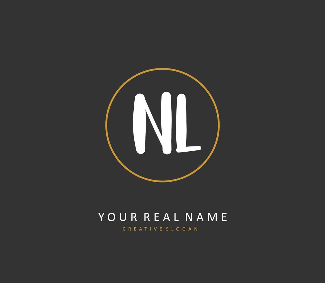 NL Initial letter handwriting and  signature logo. A concept handwriting initial logo with template element. vector