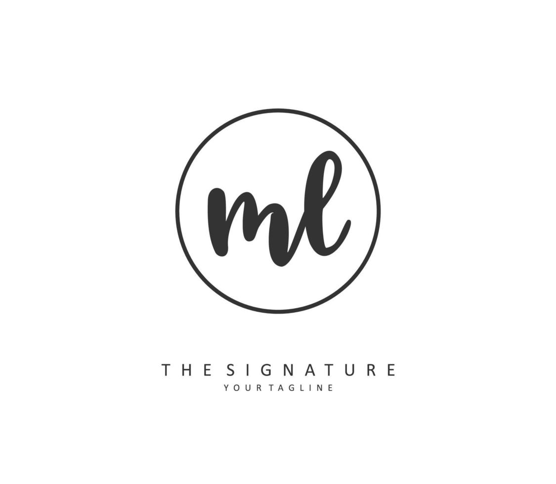 ML Initial letter handwriting and  signature logo. A concept handwriting initial logo with template element. vector