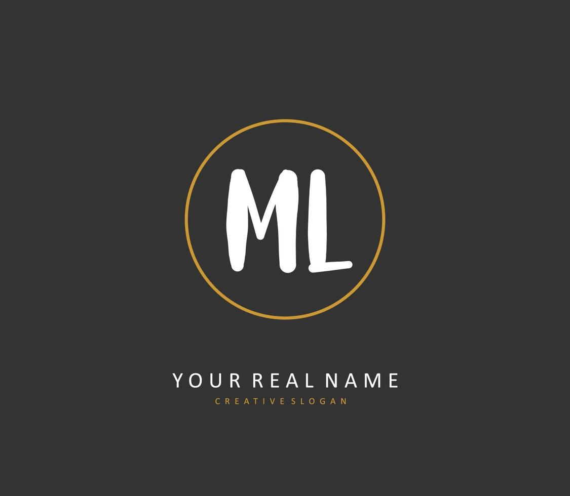 ML Initial letter handwriting and  signature logo. A concept handwriting initial logo with template element. vector