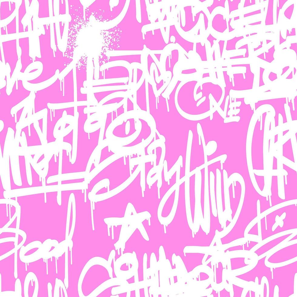 Urban typography seamless pattern with street art graffiti slogan print. Abstract graphic underground  design for t-shirts and sweatshirt in bright neon pink colors. vector