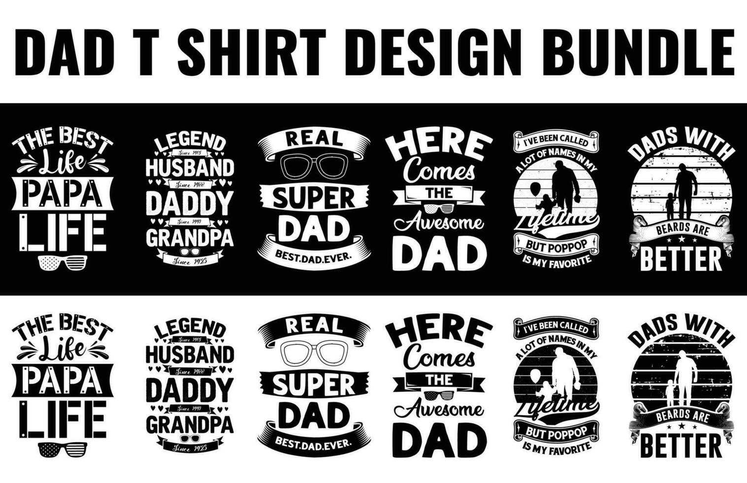 Dad, papa, Father's day t shirt design bundle free dwonload vector