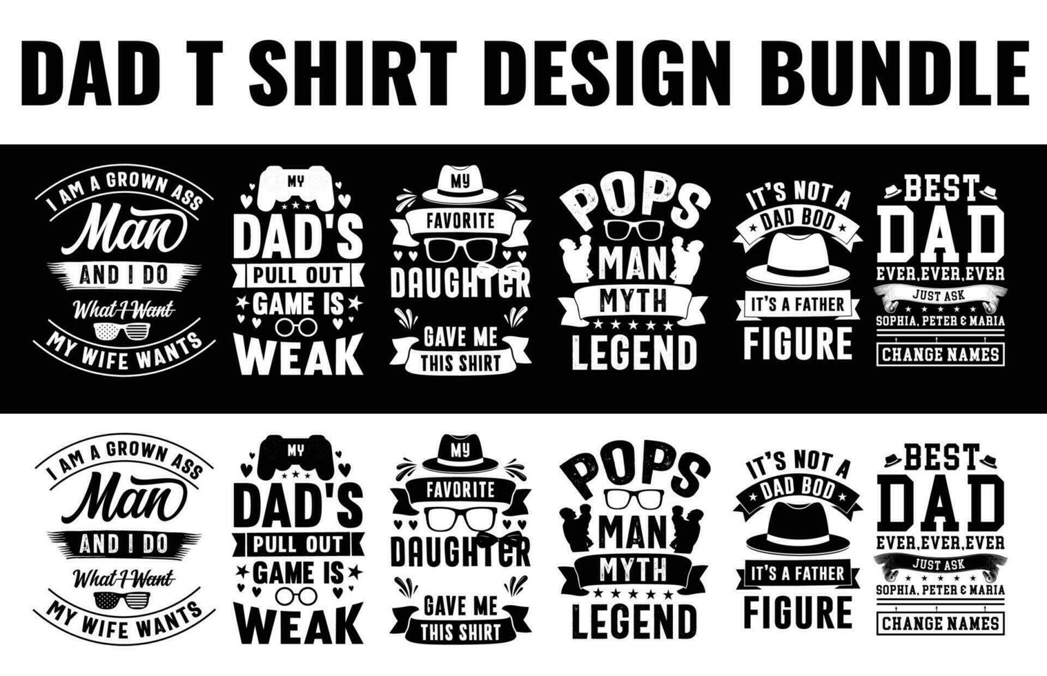 Dad, papa, Father's day t shirt design bundle free dwonload vector