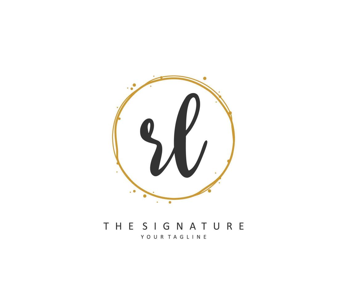 RL Initial letter handwriting and  signature logo. A concept handwriting initial logo with template element. vector