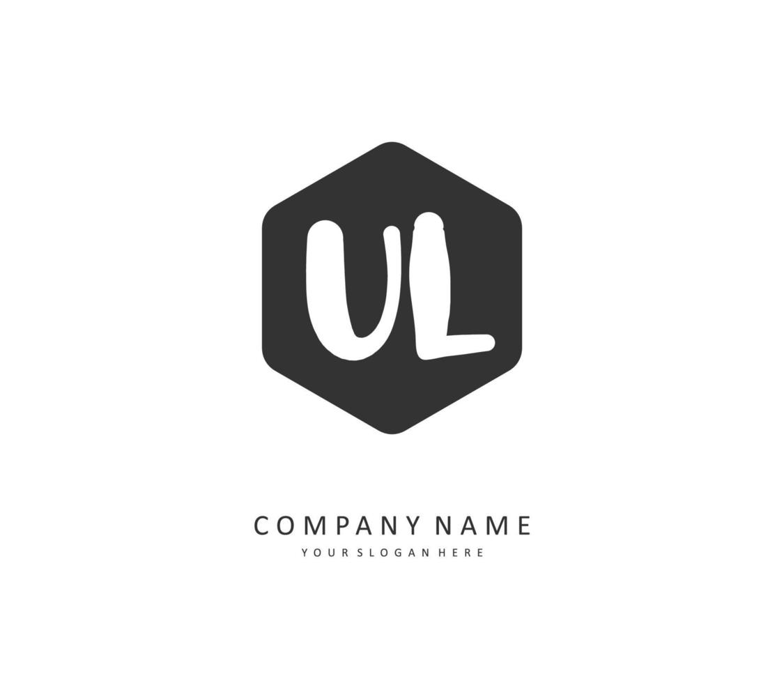 UL Initial letter handwriting and  signature logo. A concept handwriting initial logo with template element. vector