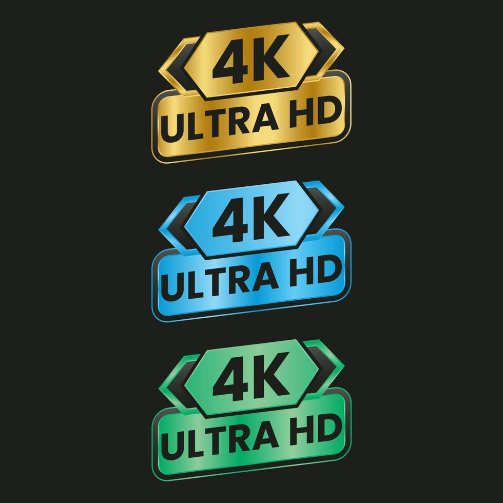 diferente 4k ultra hd botón vídeo resolución icono vector