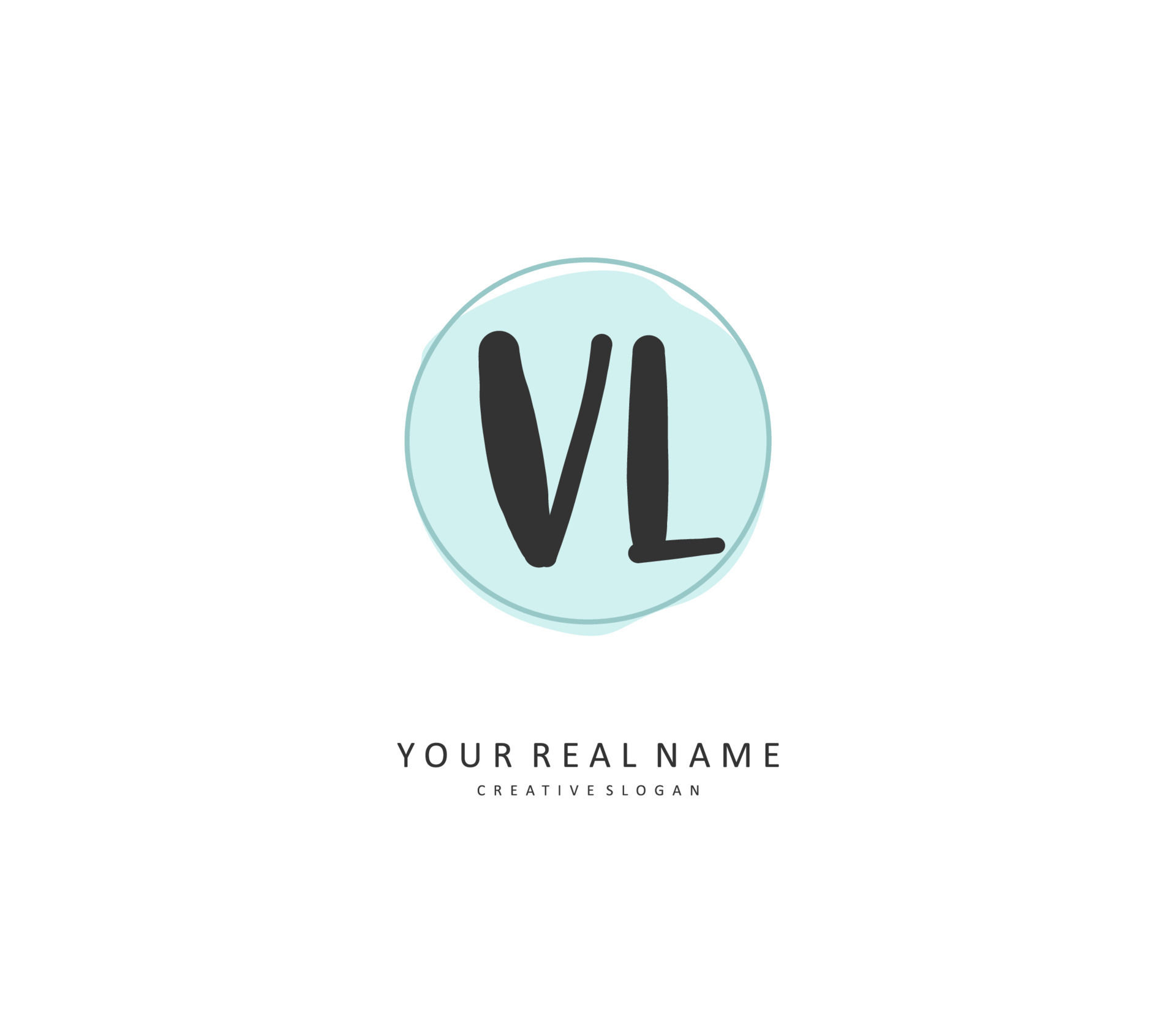 Initial VL handwriting logo with circle template vector logo of