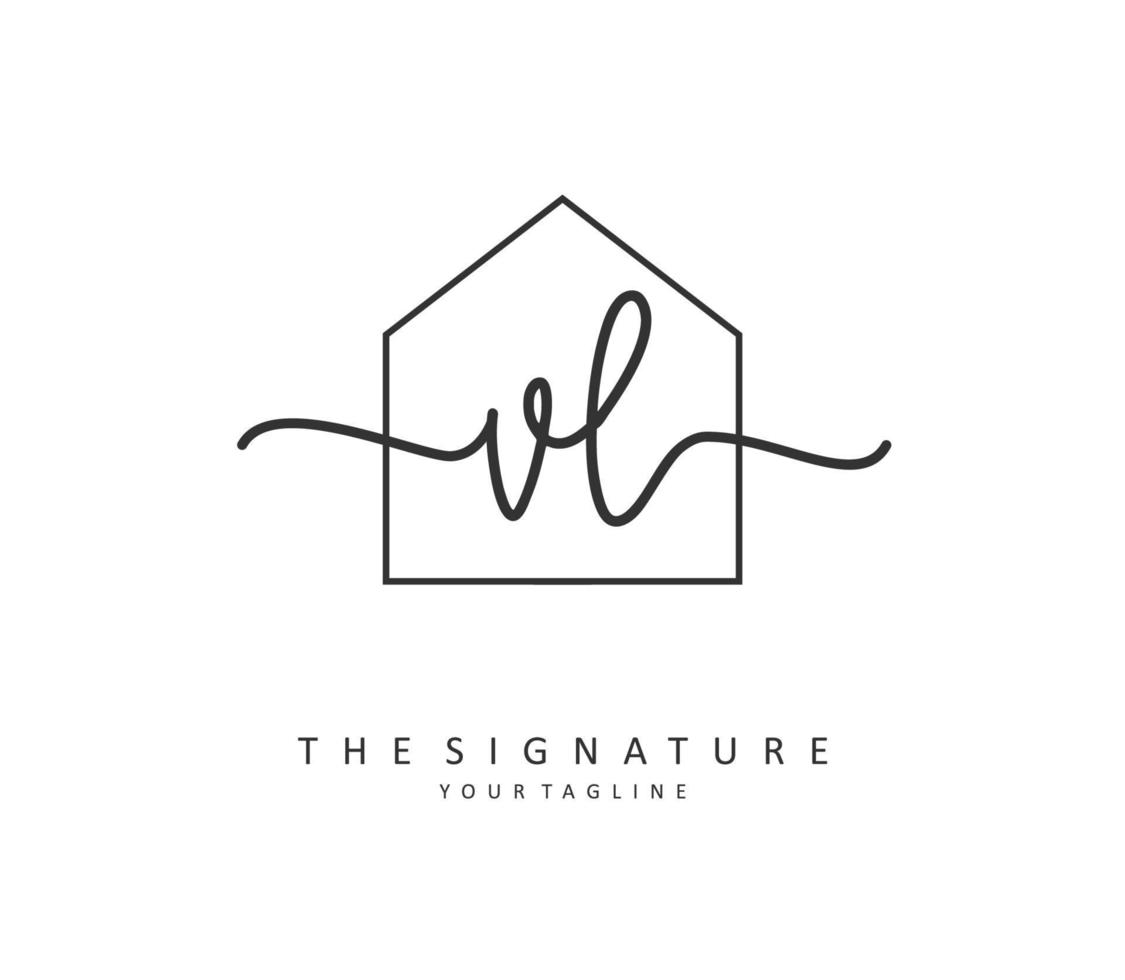 VL Initial letter handwriting and  signature logo. A concept handwriting initial logo with template element. vector