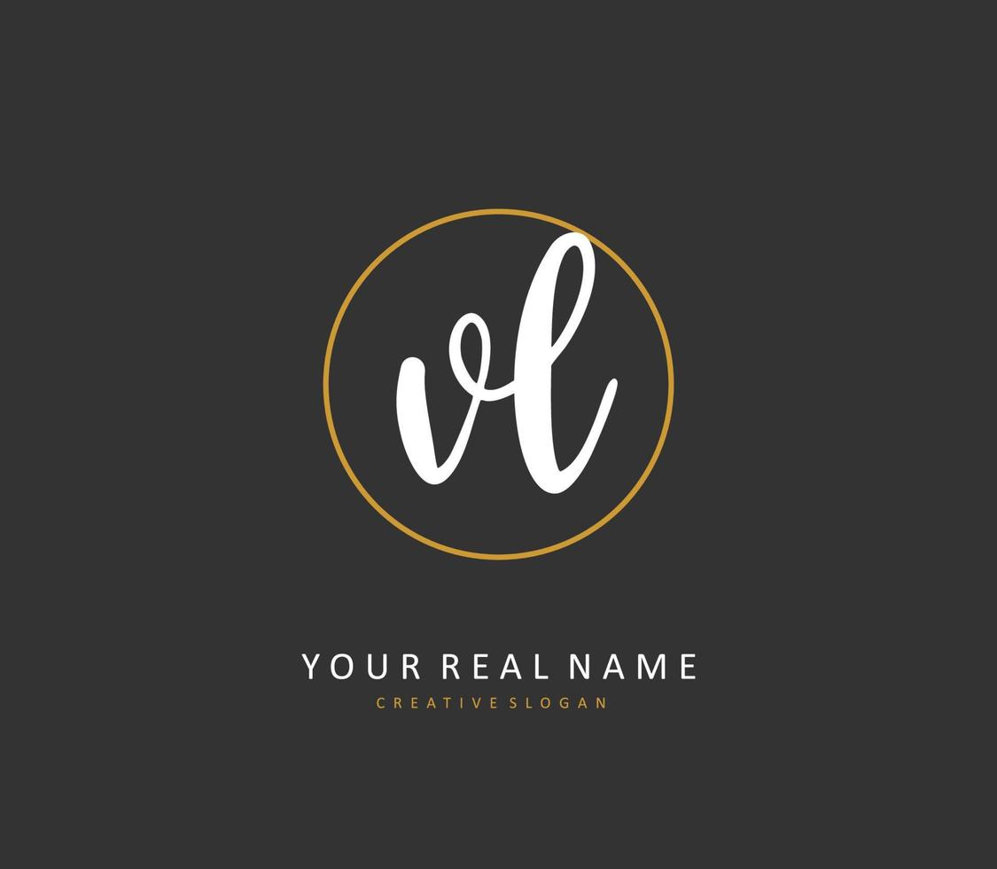 VL Initial letter handwriting and  signature logo. A concept handwriting initial logo with template element. vector