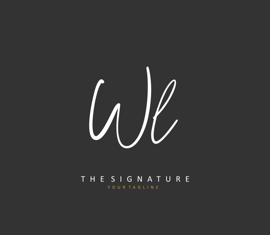 WL Initial letter handwriting and  signature logo. A concept handwriting initial logo with template element. vector