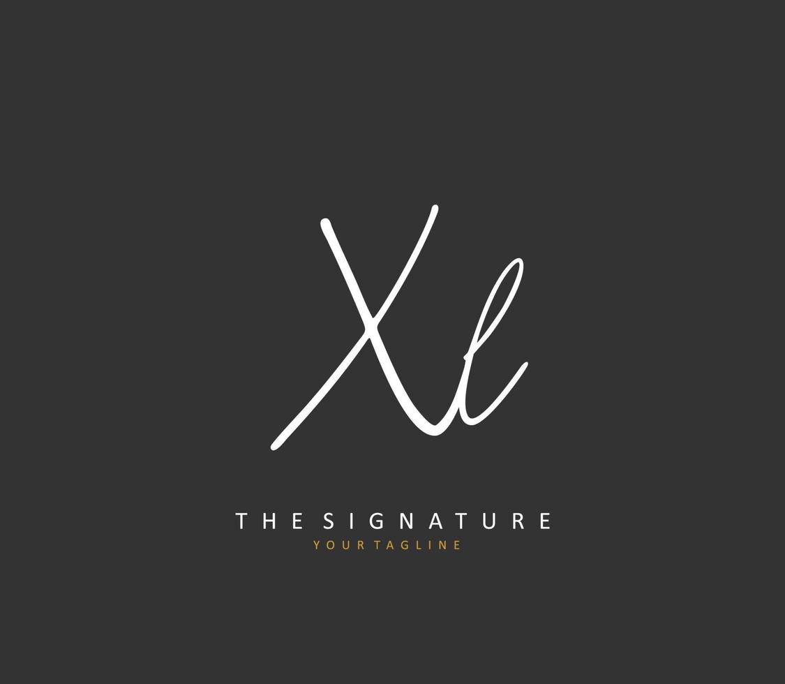 XL Initial letter handwriting and  signature logo. A concept handwriting initial logo with template element. vector