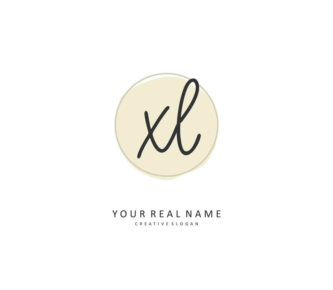 XL Initial letter handwriting and  signature logo. A concept handwriting initial logo with template element. vector