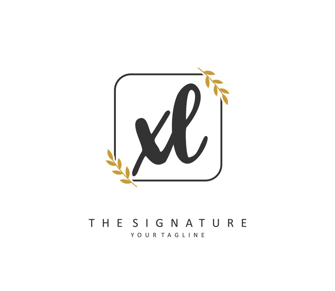 XL Initial letter handwriting and  signature logo. A concept handwriting initial logo with template element. vector