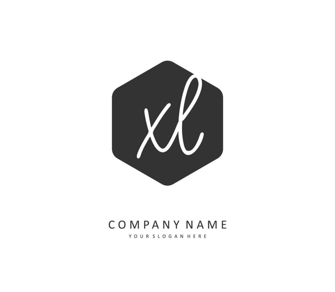 XL Initial letter handwriting and  signature logo. A concept handwriting initial logo with template element. vector