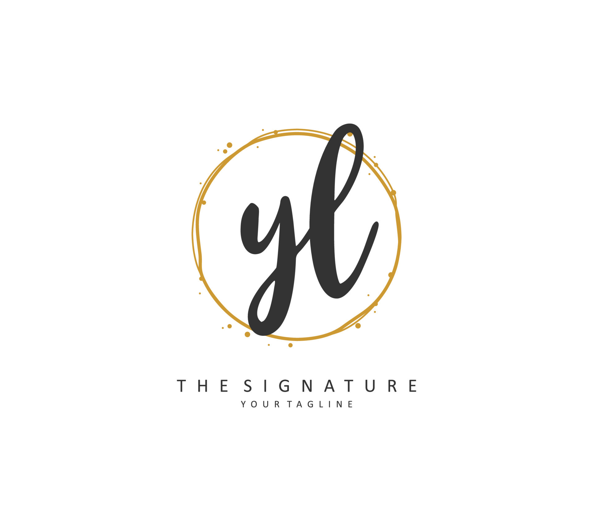 Y L Initial Handwriting Logo With Circle Template Vector Vector
