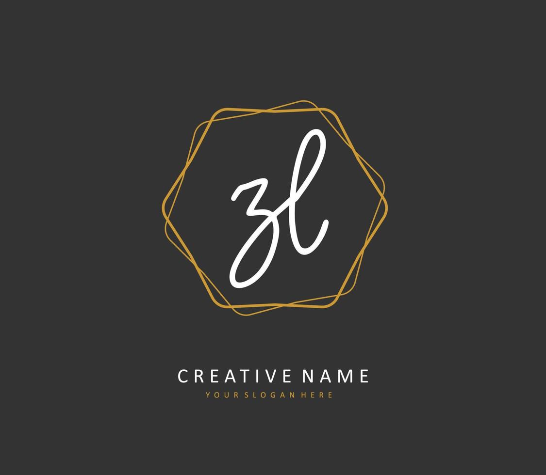 ZL Initial letter handwriting and  signature logo. A concept handwriting initial logo with template element. vector