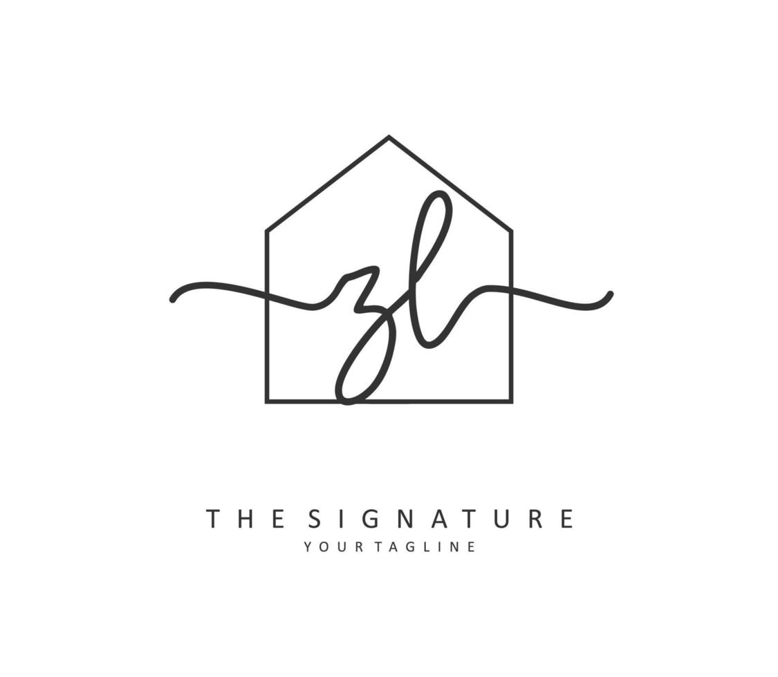ZL Initial letter handwriting and  signature logo. A concept handwriting initial logo with template element. vector