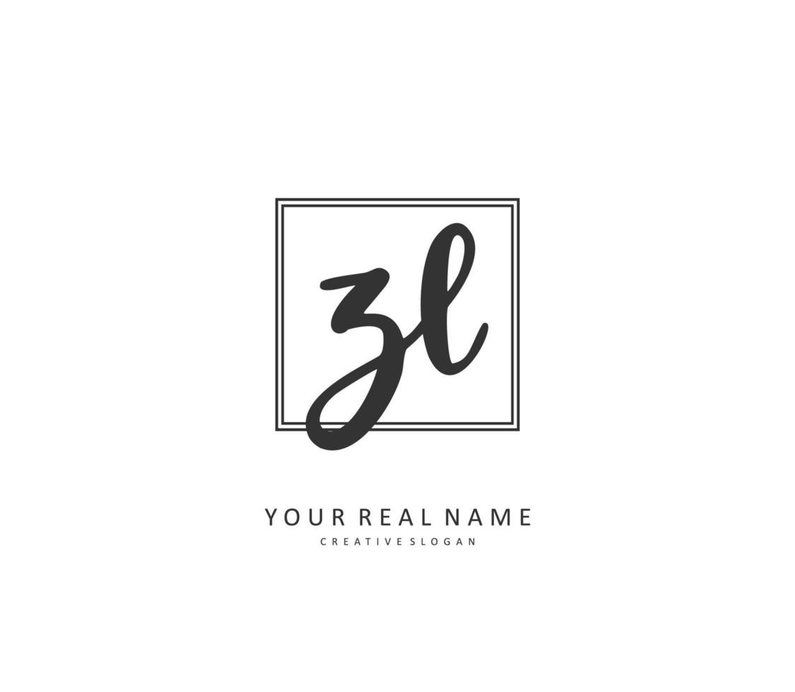 ZL Initial letter handwriting and  signature logo. A concept handwriting initial logo with template element. vector