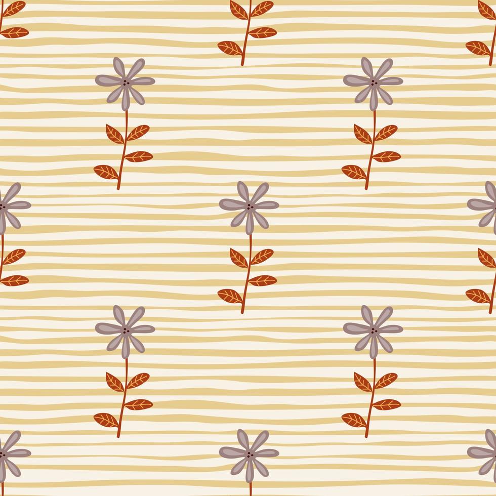 Cute flower seamless pattern. Naive art style. Hand drawn floral endless background. vector