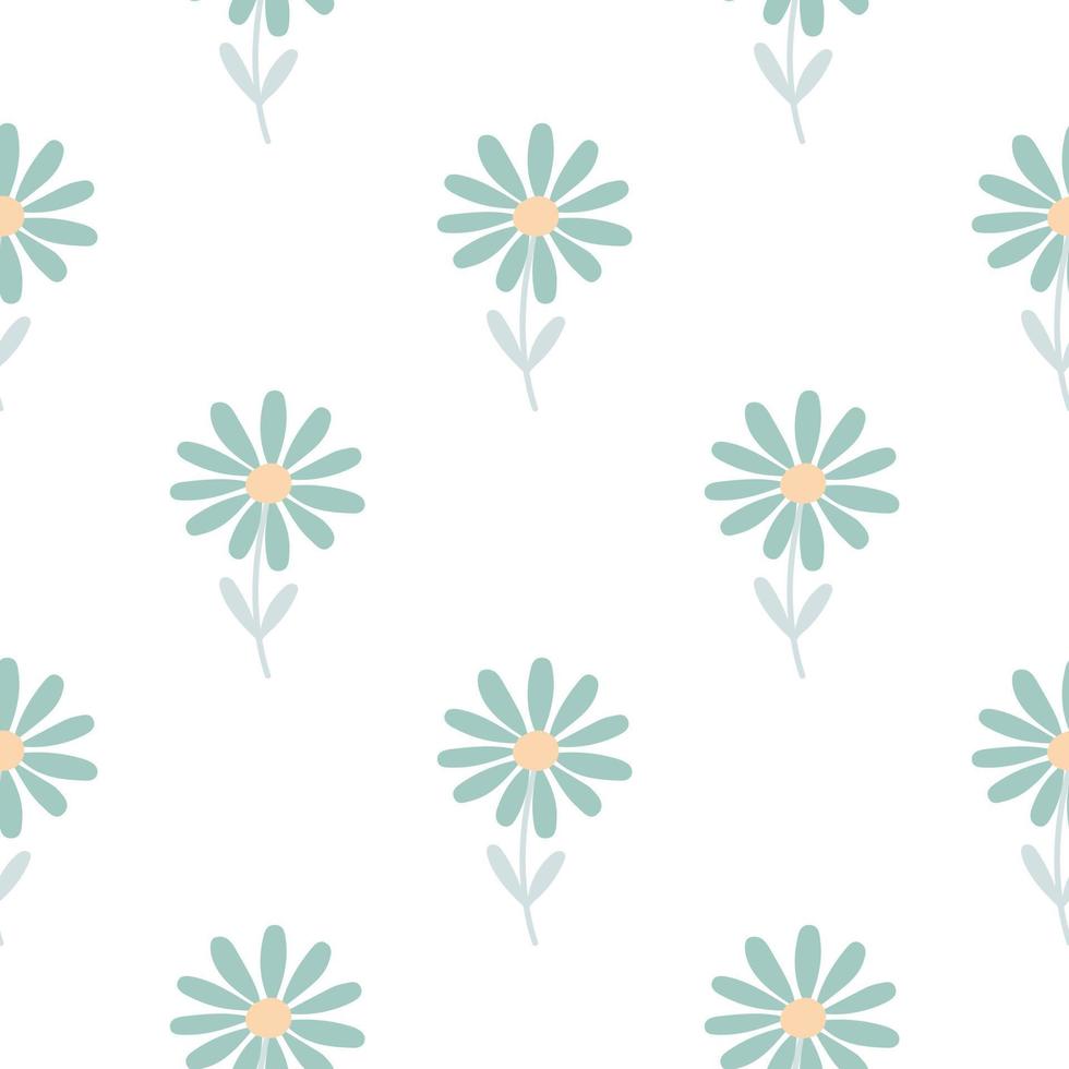 Aster flower seamless pattern. Little chamomile floral ornament wallpaper. vector