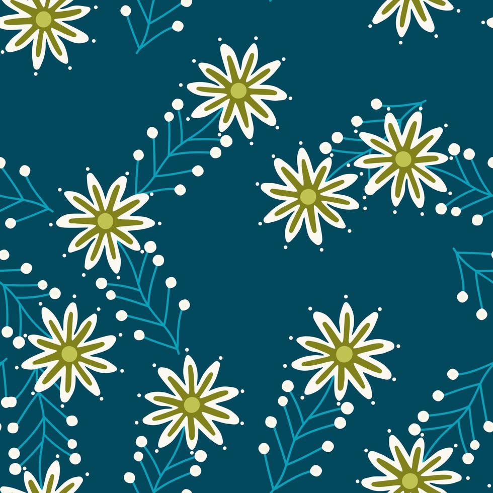 Cute little chamomile floral ornament wallpaper. Aster flower seamless pattern. vector