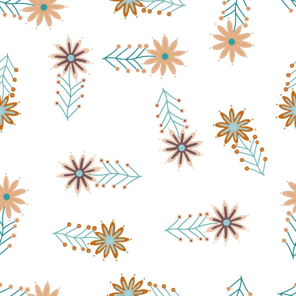 Cute little chamomile floral ornament wallpaper. Aster flower seamless pattern. vector