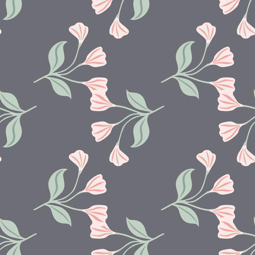Simple floral ornament seamless pattern. Cute flower wallpaper. Creative plants endless wallpaper. vector