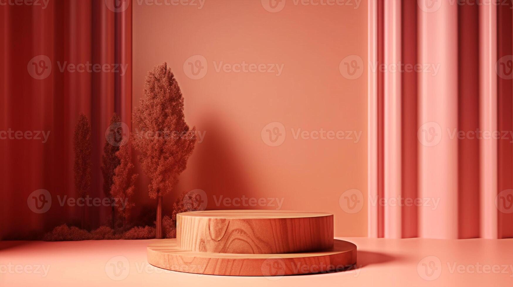 Abstract 3d podium for product presentation with geometric shapes, Empty round podium,Platforms for product presentation and shadows and light. photo