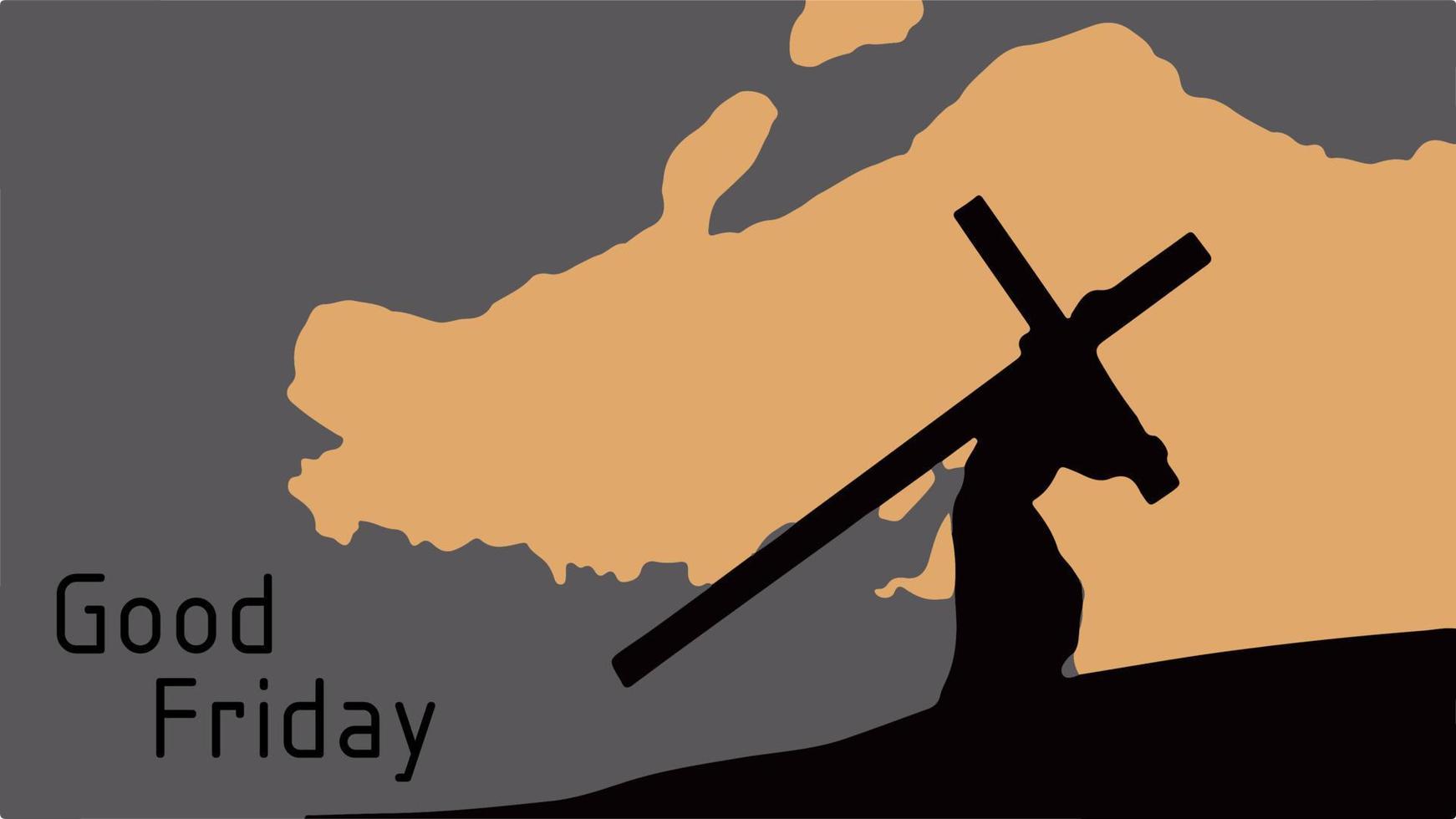 Good Friday image of Christ dragged the cross, silhouette vector