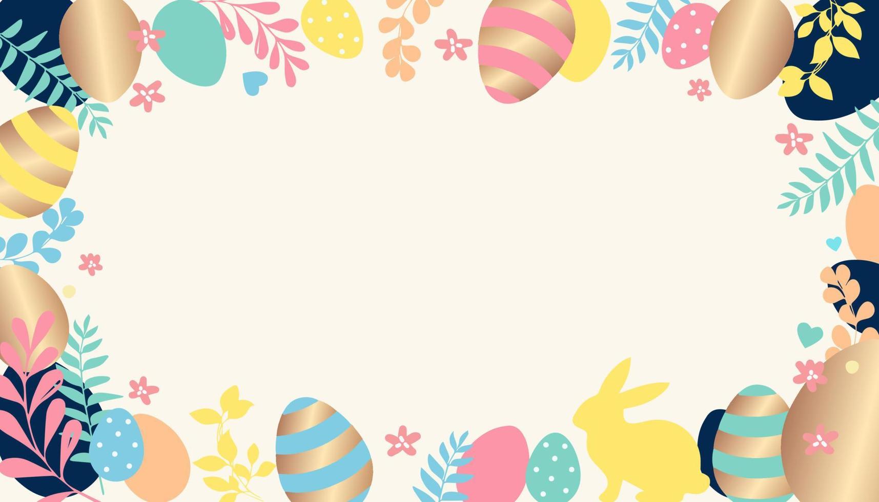 Happy easter decoration background. Easter elements decoration frame for event, invitation, background and banner design. Vector illustration.