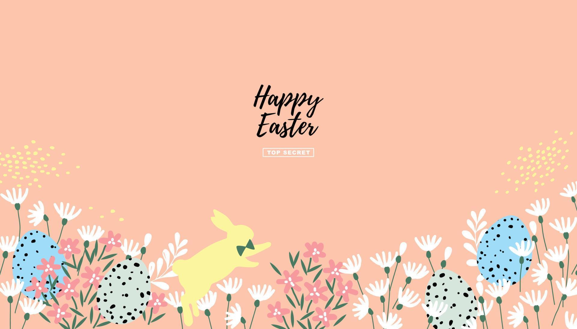 Happy easter decoration background. Easter elements decoration frame