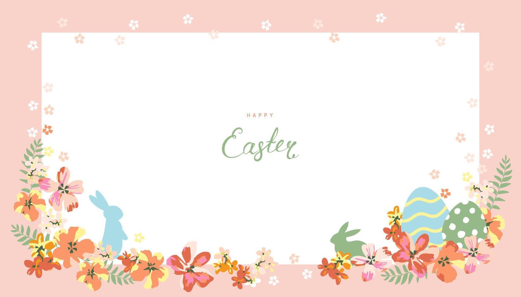 Happy easter decoration background. Easter elements decoration frame for event, invitation, background and banner design. Vector illustration.