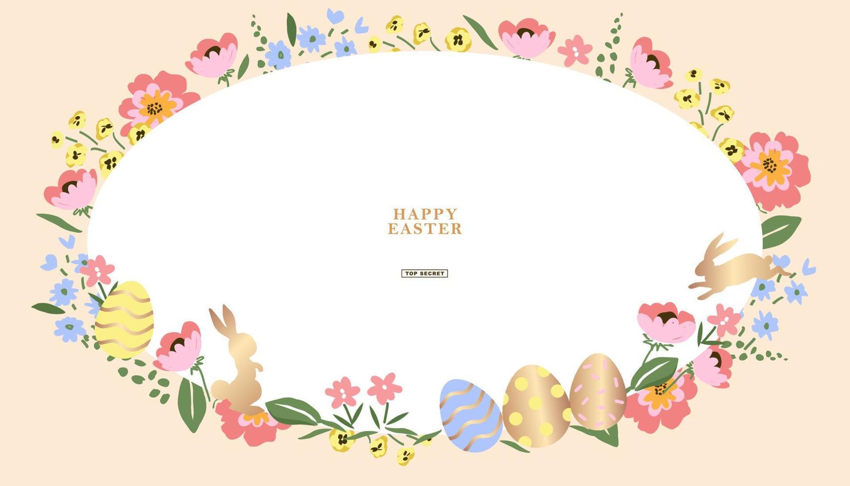 Happy easter decoration background. Easter elements decoration frame for event, invitation, background and banner design. Vector illustration.