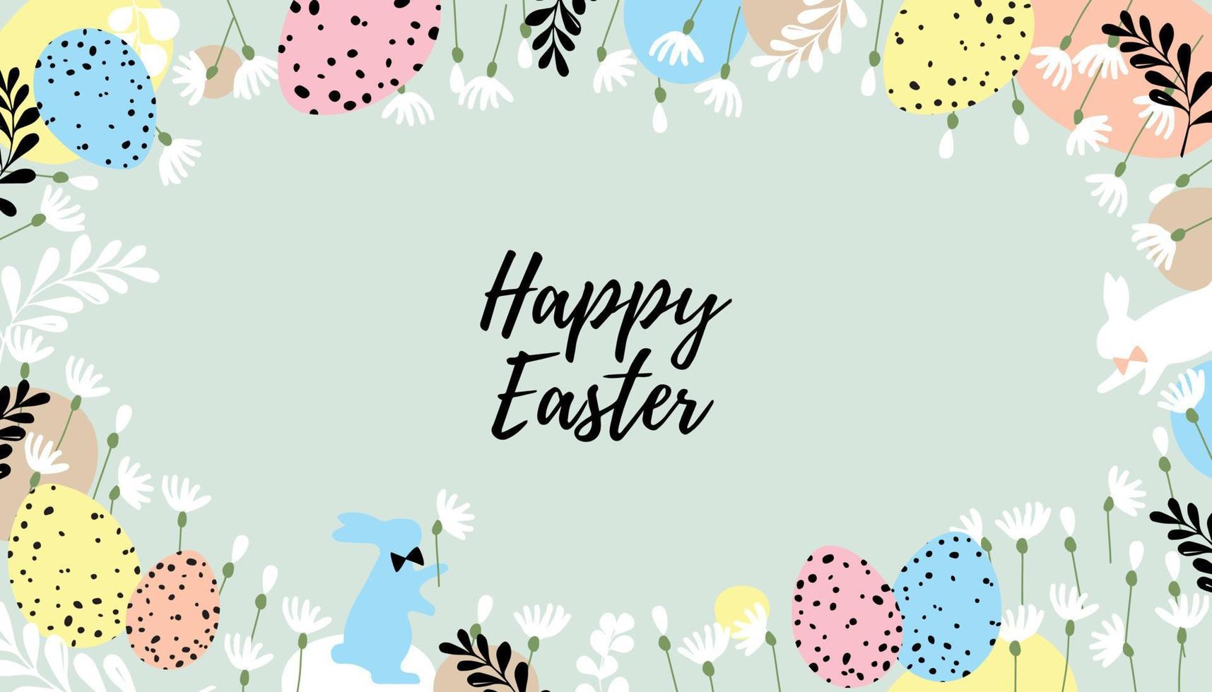 Happy easter decoration background. Easter elements decoration frame for event, invitation, background and banner design. Vector illustration.