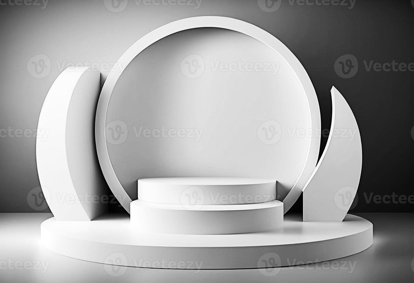 Abstract 3d podium for product presentation with geometric shapes, photo