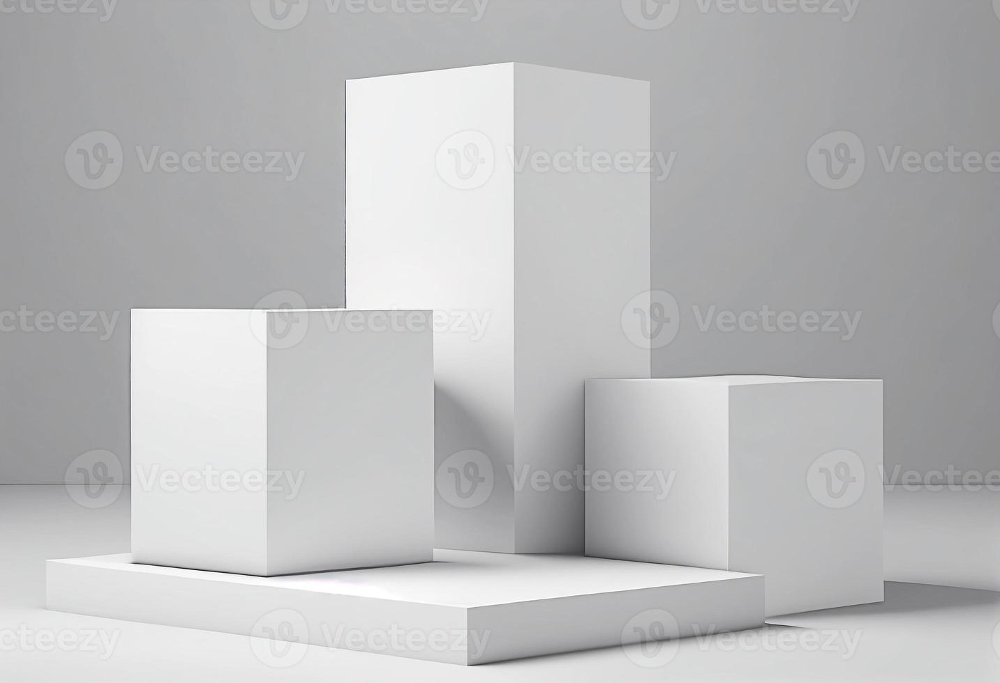Abstract 3d podium for product presentation with geometric shapes, photo