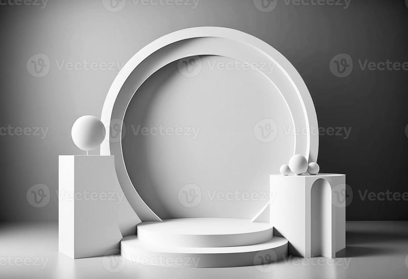 Abstract 3d podium for product presentation with geometric shapes, photo