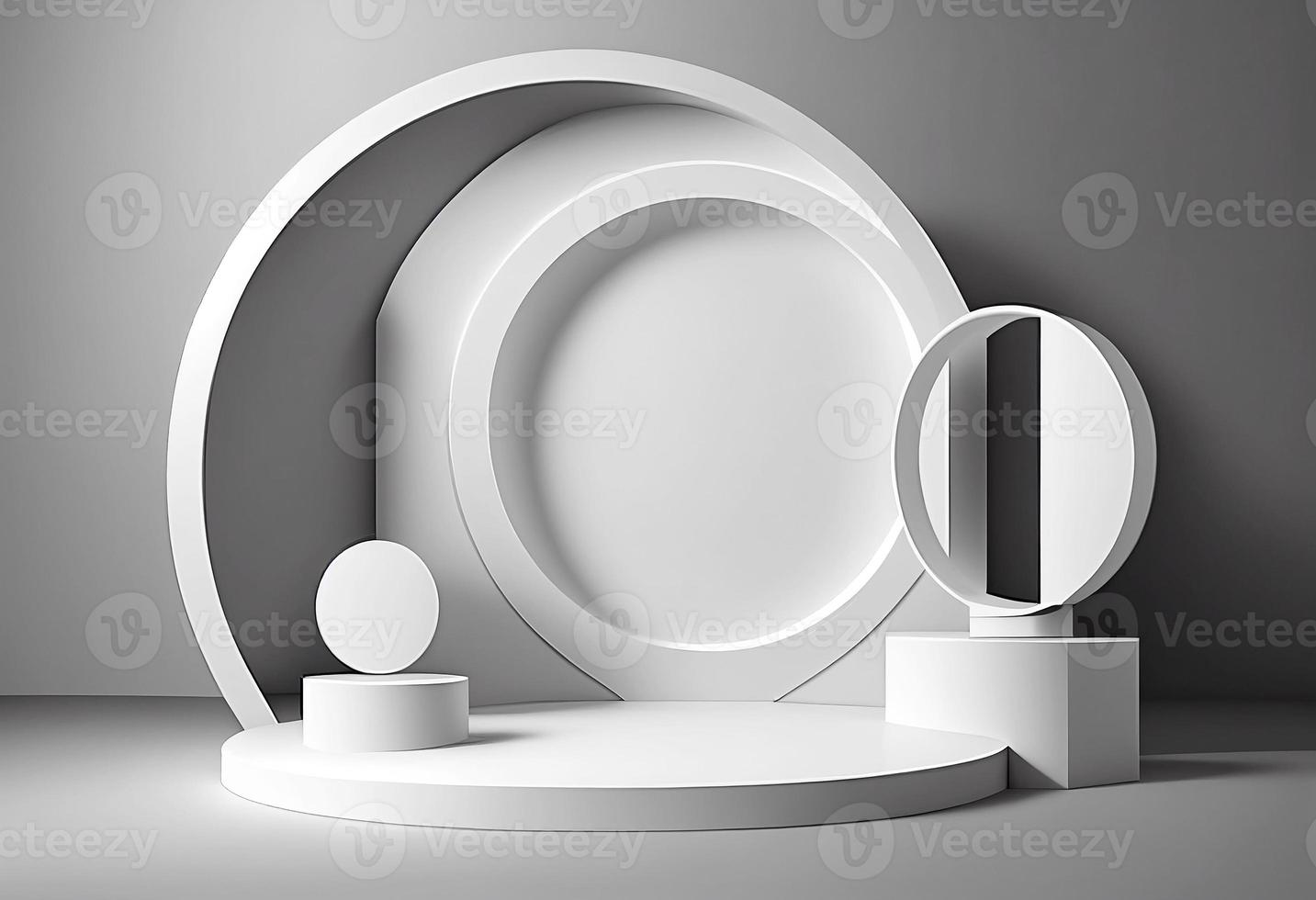 Abstract 3d podium for product presentation with geometric shapes, photo