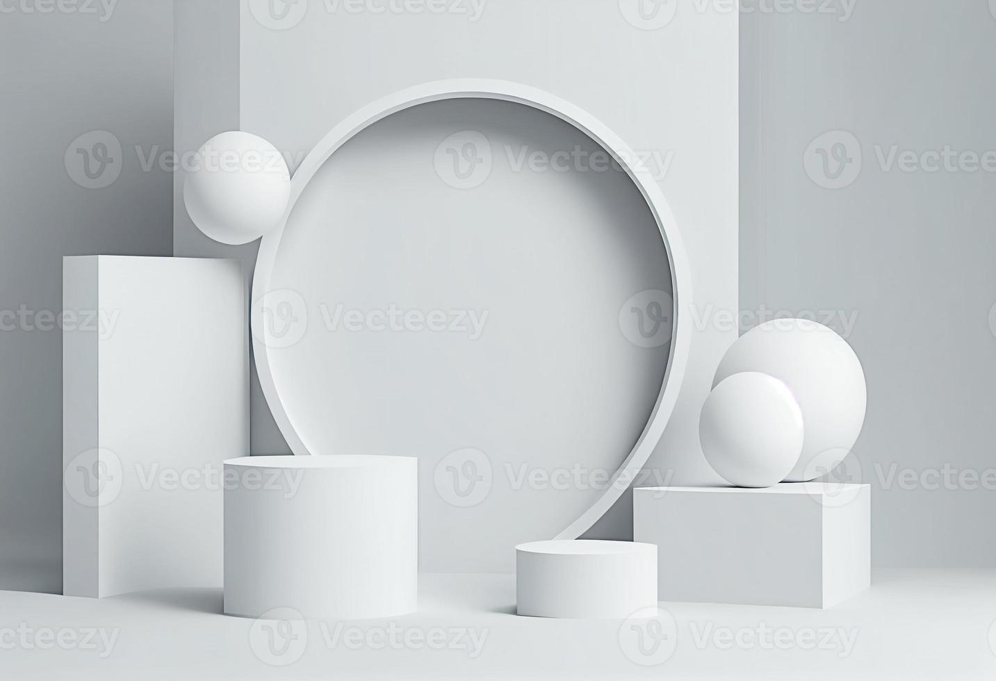 Abstract 3d podium for product presentation with geometric shapes, photo