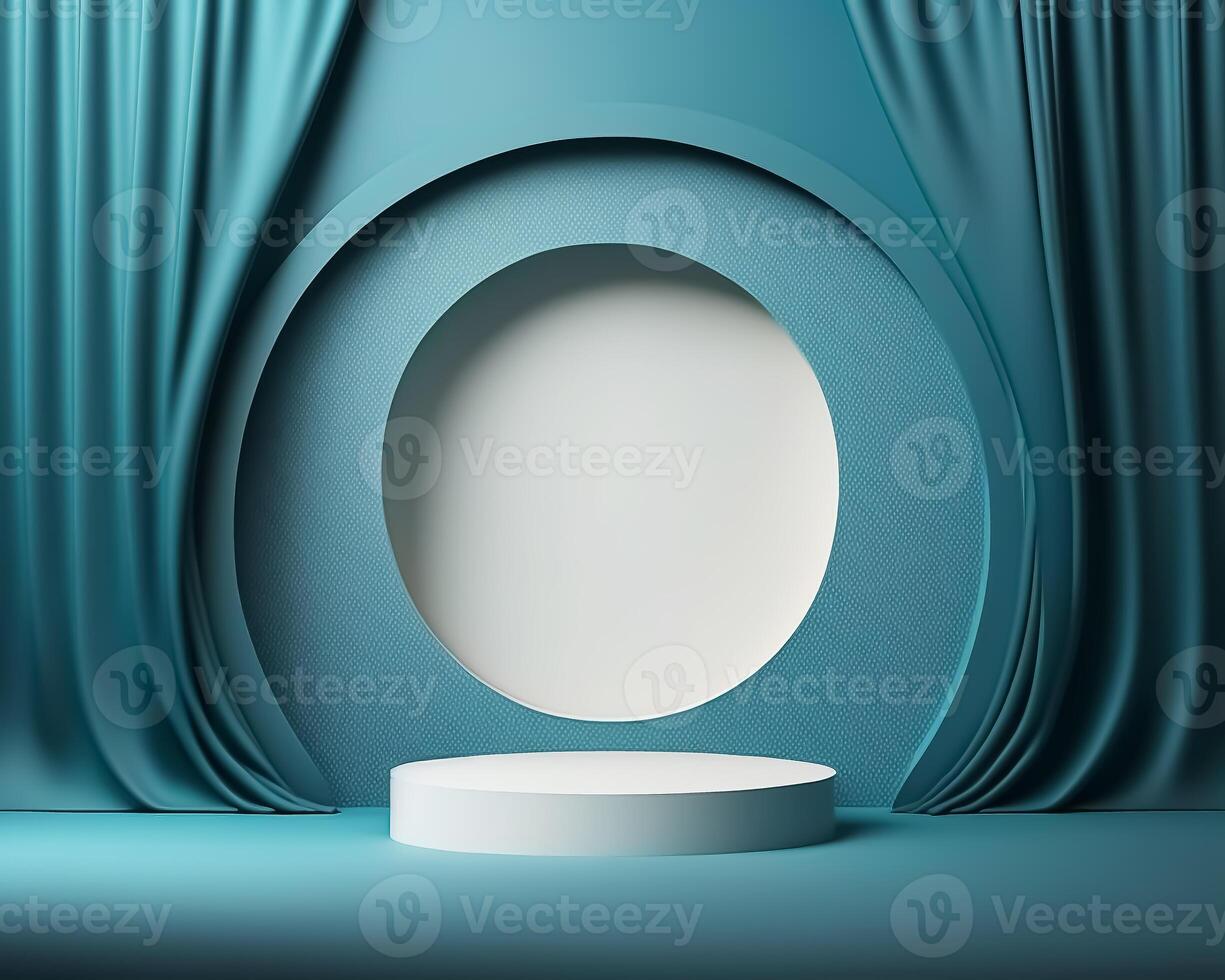 Abstract 3d podium for product presentation with geometric shapes, Empty round podium,Platforms for product presentation with shadows and light background. photo