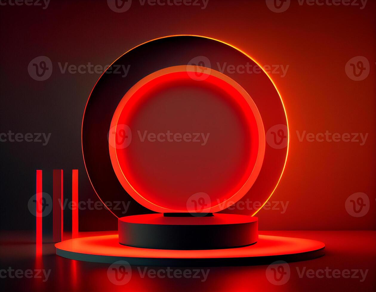 Abstract 3d podium for product presentation with geometric shapes, Empty round podium,Platforms for product presentation with shadows and light background. photo