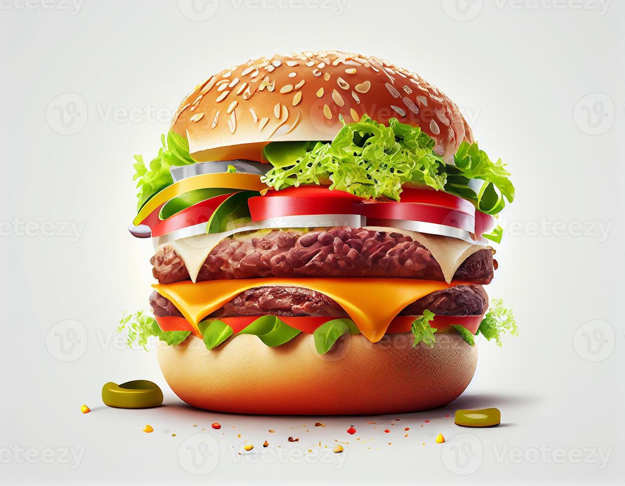 Burguer fast food on white background.. photo